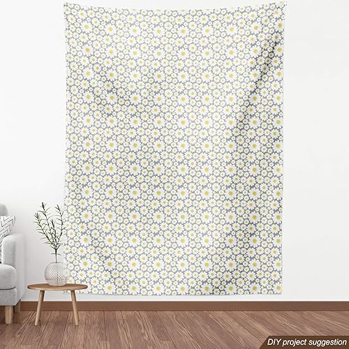 Miniatura 272 de Lunarable - Tela para amantes de perros de The Yard, patrón divertido de animales de dibujos animados en posiciones caprichosas estirando y Beige y