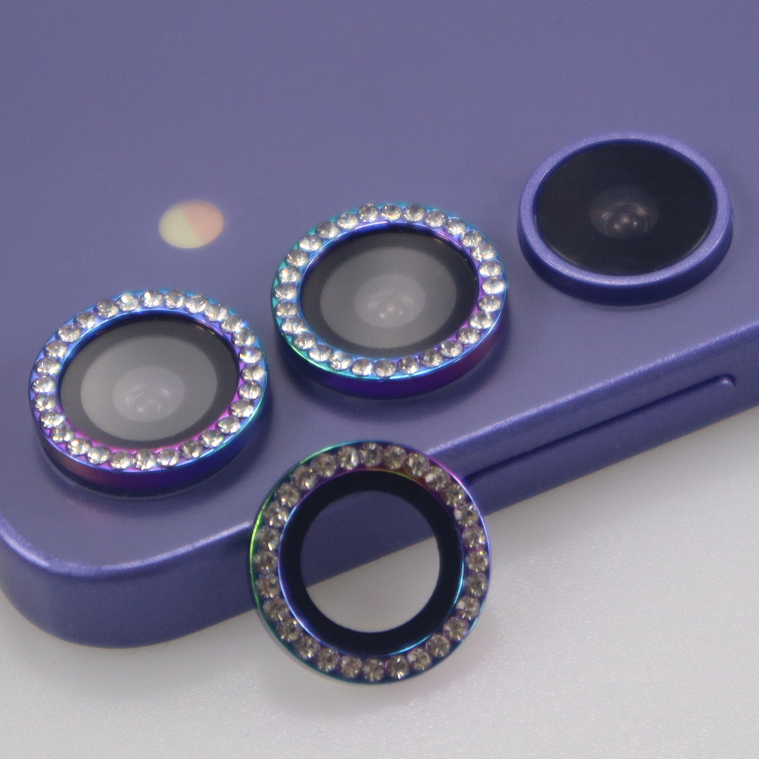 BONVAN for Samsung Galaxy S24 Plus Camera Lens Protector Bling Glitter Diamond Metal Crystal Tempered Glass Screen Accessories Sparkly Rhinestones