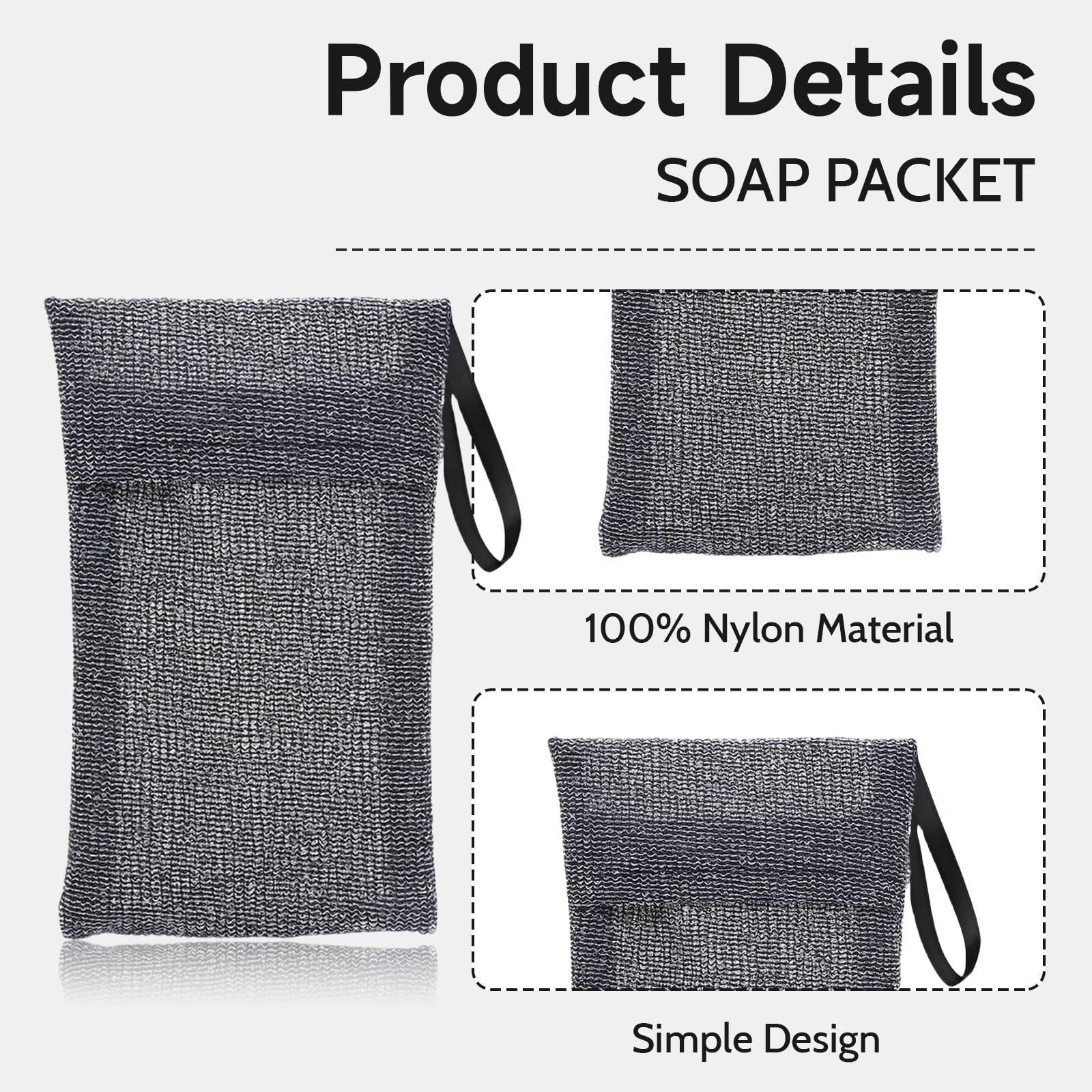 Bolsa de Jabón para Adultos, Bolsa Exfoliante de Nylon, Cuidado Corporal Efectivo para Piel Áspera, Producto Sostenible