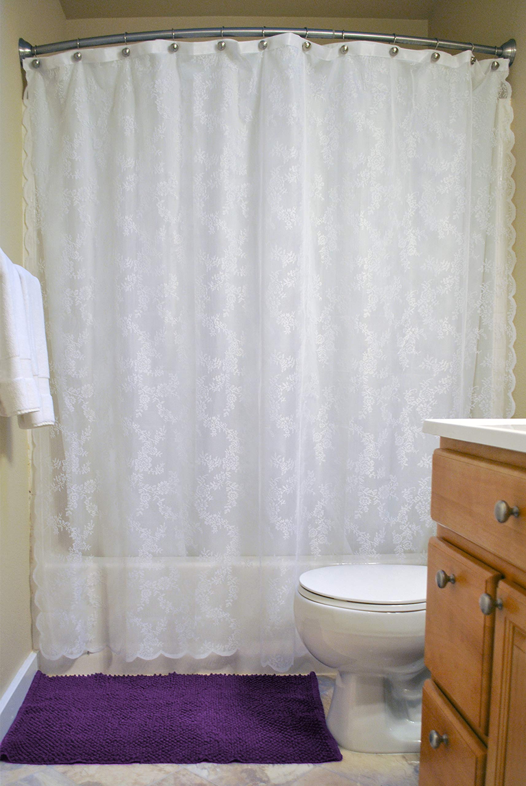 DII Translucent Lace Shower Curtain, 72x72, Flower Blossom White, W 72" x L 72" (1 Panels) - Image 3
