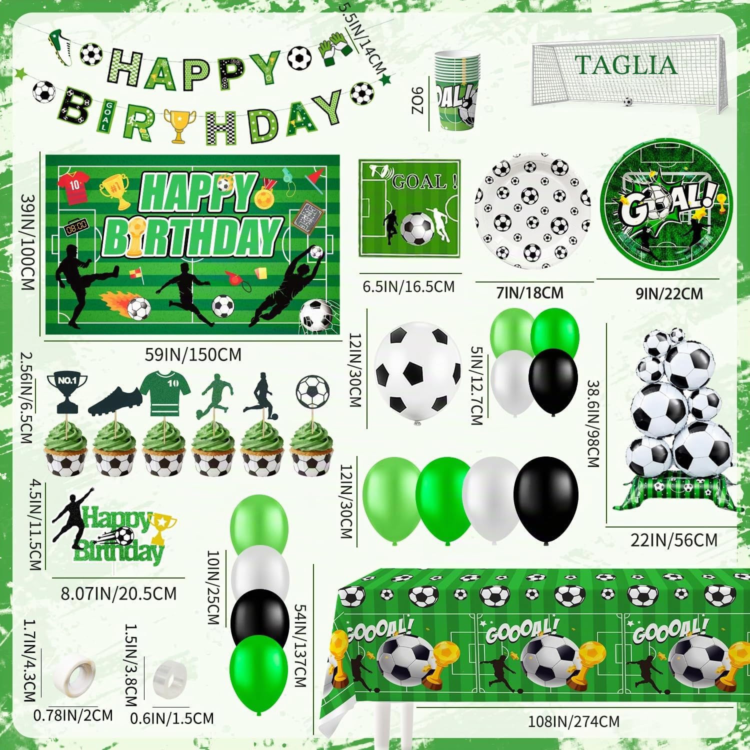 Forniture per Feste di Calcio,137 Pezzi Stoviglie per Feste di Calcio Compleanno Calcio Decorazioni Set Tema Calcio per Piatti Tazze Palloncini Striscioni etc Decorazioni per Festa Tema Calcio