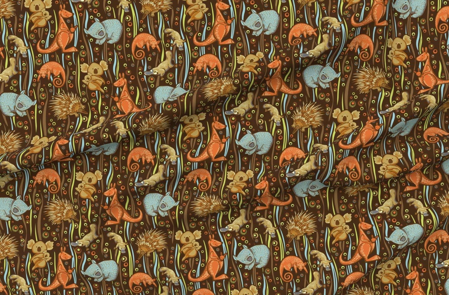 Spoonflower Fabric - Aussie Animal Friends Australia Australian Koala Kangaroo Animals Printed on Upholstery Velvet Fabric Fat Quarter - Upholstery Home Decor Bottomweight Apparel