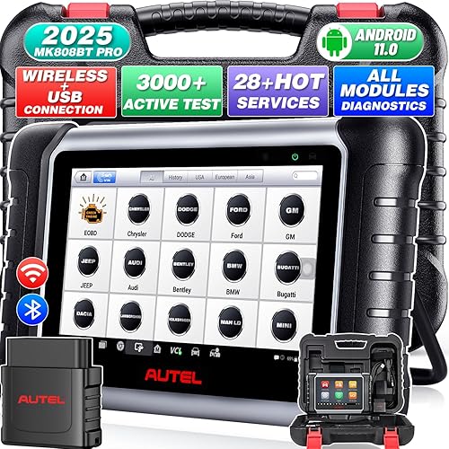Autel Scanner MaxiCOM MK808BT PRO, 2025 Bidirectional Diagnostic Scan Tool as MK900BT, 2.0 BT Ver. of MK808S MX808S MX900 MK900, 3000+ Active Tests, 28+ Reset, Injector Coding, All Systems, FCA, OS 11