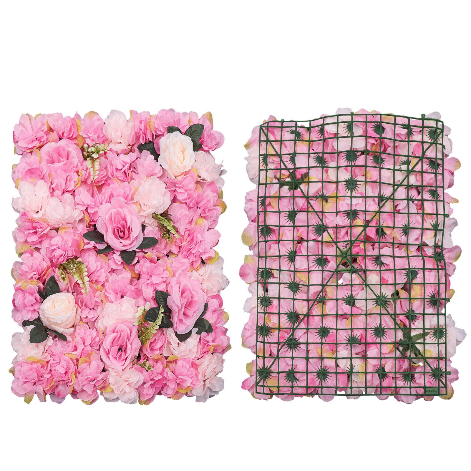 Lot de 12 panneaux muraux en forme de roses artificielles - Fond mural pour fête, mariage, douche nuptiale, fête prénatale, Noël, décoration de la maison, 60 x 40 cm (rose foncé)
