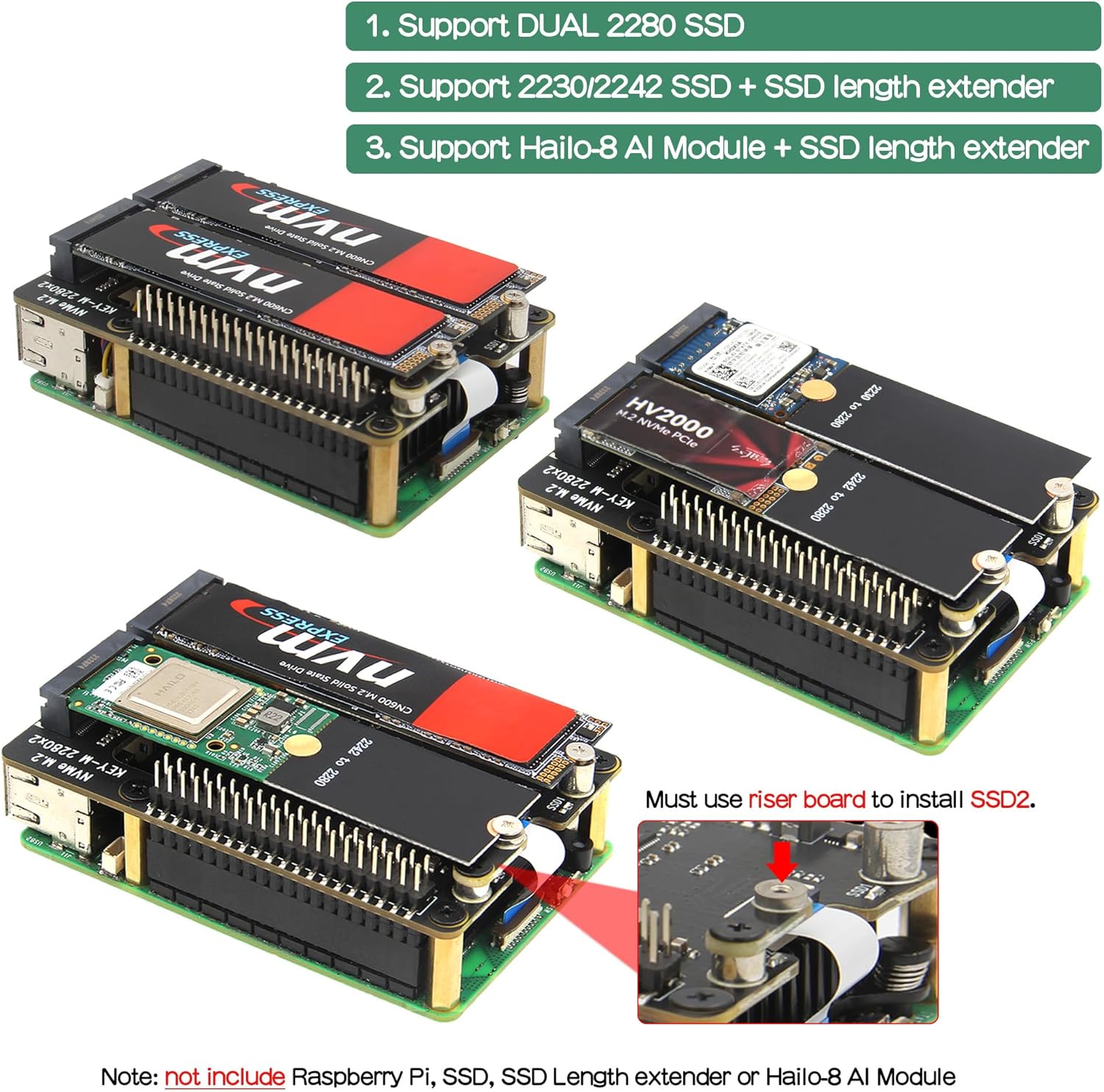 Image showing various SSD configurations supported by the X1004 board