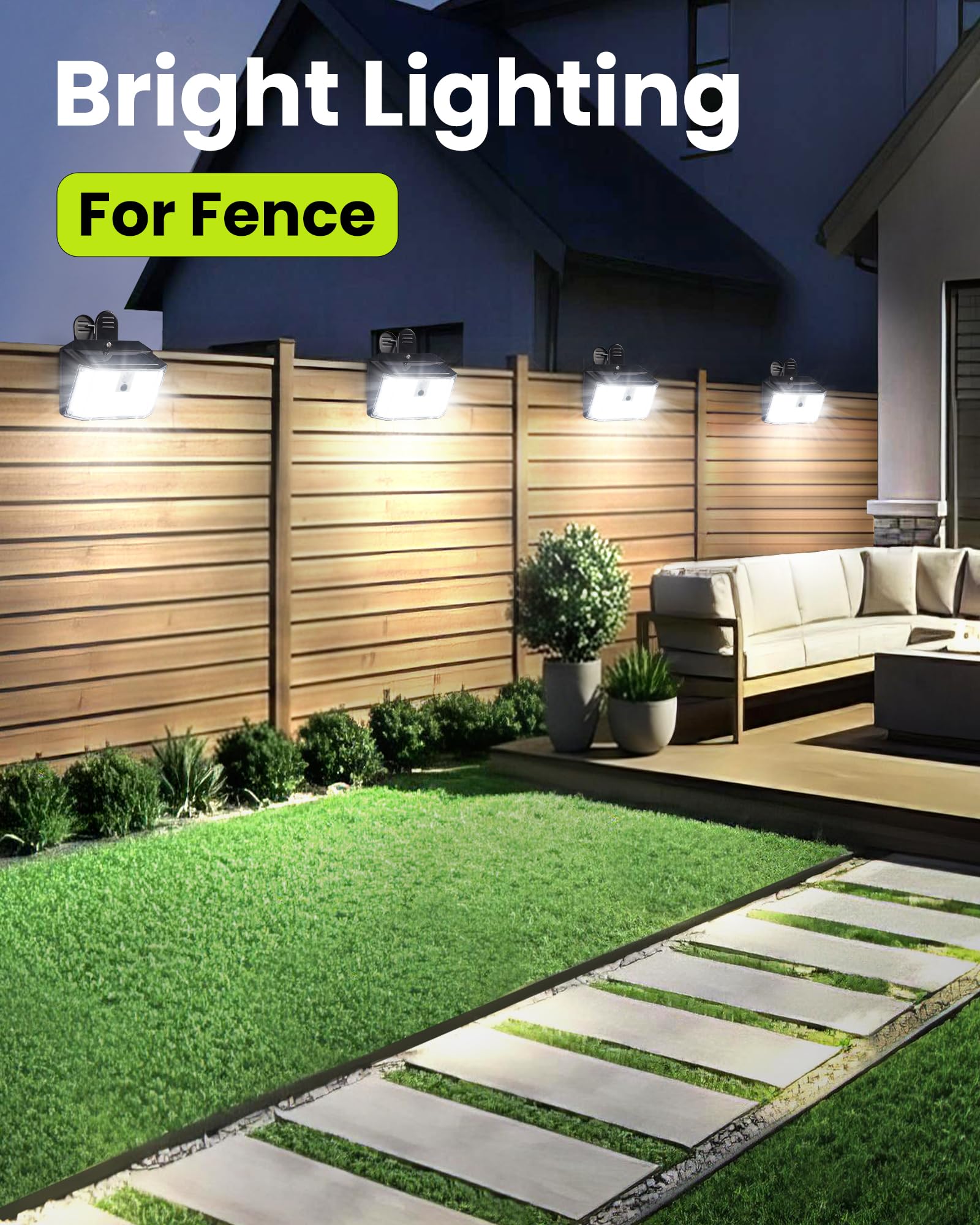 Solarleuchten für den Außenbereich mit Bewegungsmelder, 800 lm, 176 LEDs, Solar-Zaunlichter, wasserdicht, 3 Modi und tragbare Sicherheitslichter für Kettenglieder, Terrasse, Deck, Hof