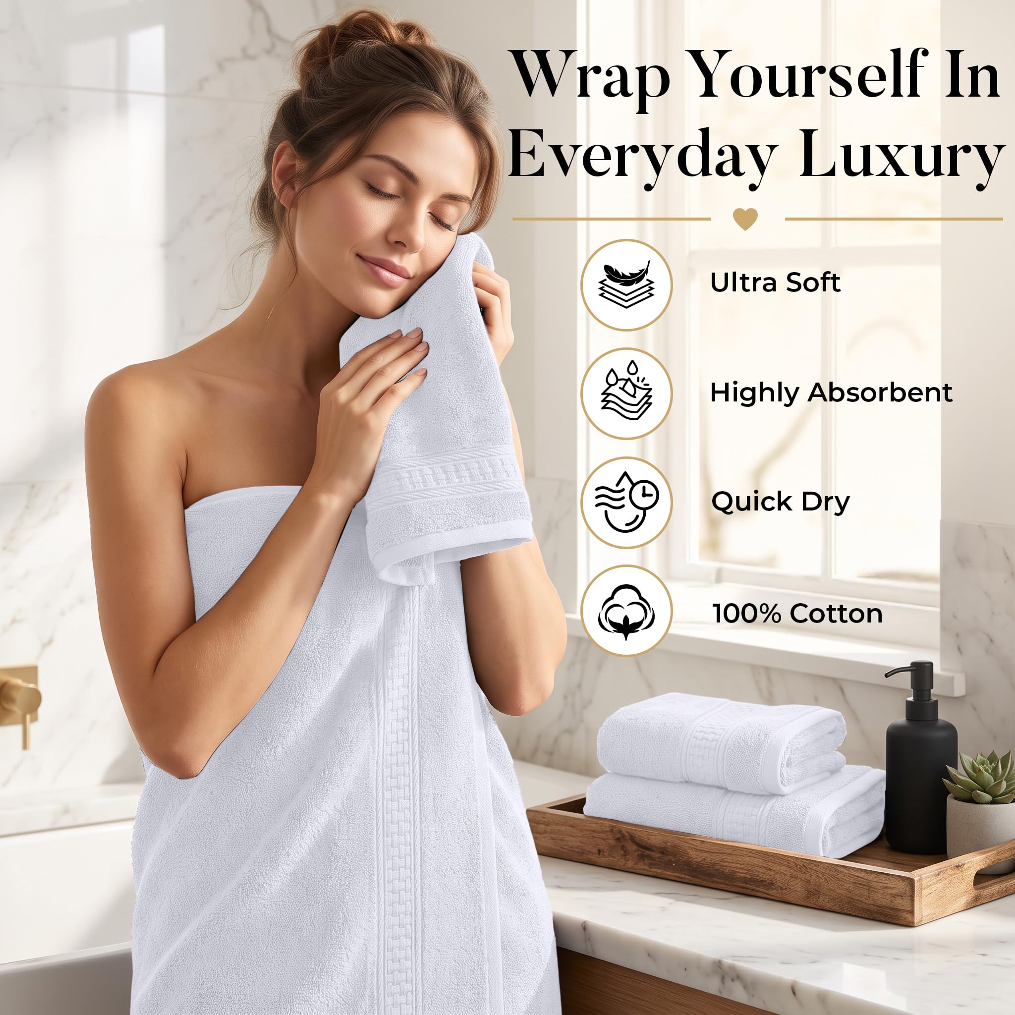 Dan River Juego de 3 Toallas de baño de 100% algodón de Lujo, máxima Comodidad y absorción para baño, Juego de Toallas de baño de Lujo para el hogar y el SPA (27 x 54 Pulgadas),