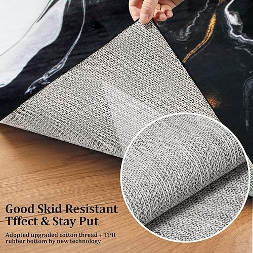 Miniatura 4 de Modern Abstract Collection - Alfombra de área de 3 x 5 pies, lavable, antideslizante, con textura de mármol, alfombra para dormitorio, comedor,