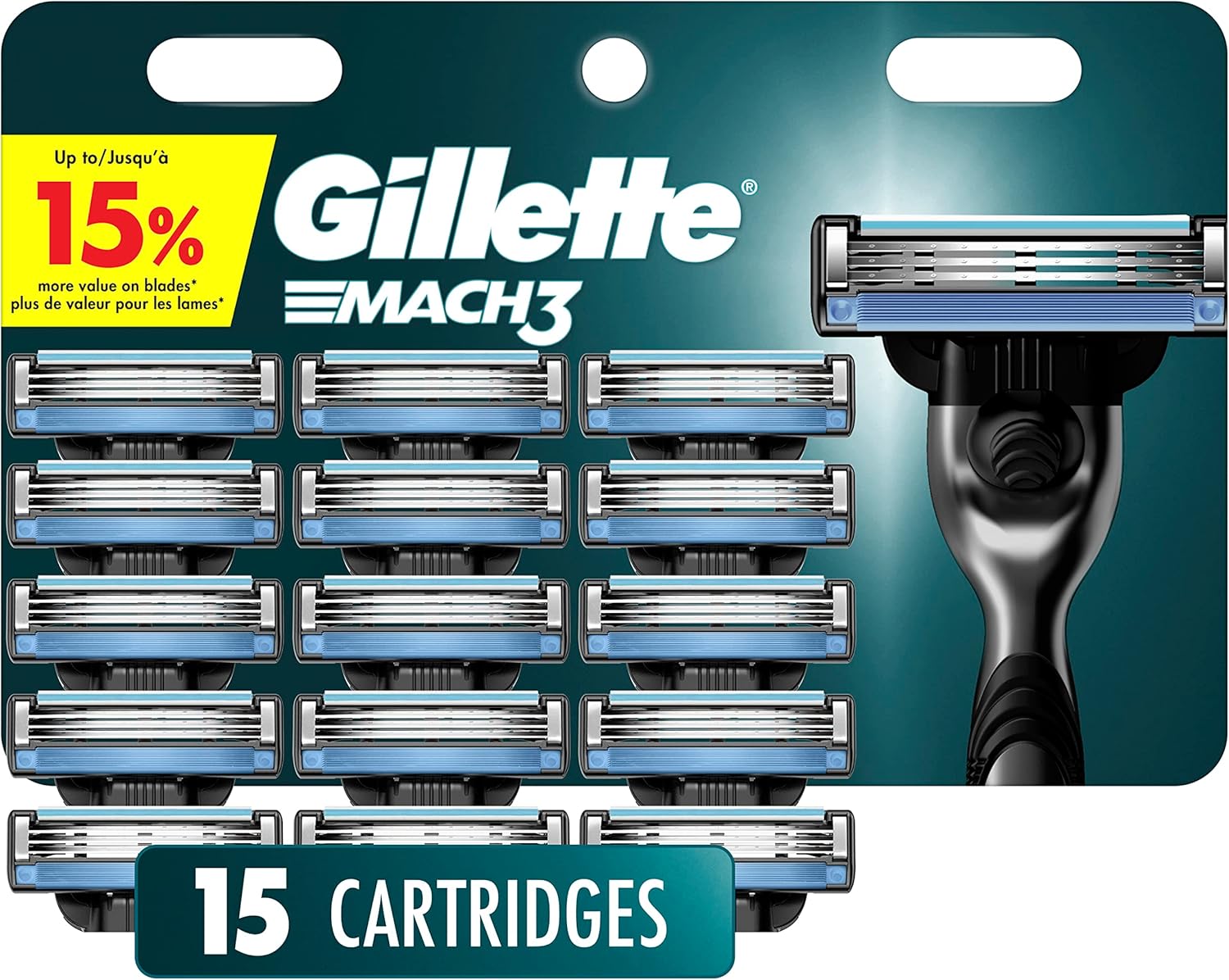 Photo 1 of Gillette Mach3 Mens Razor Blade Refills, 15 Count, Designed for Sensitive Skin