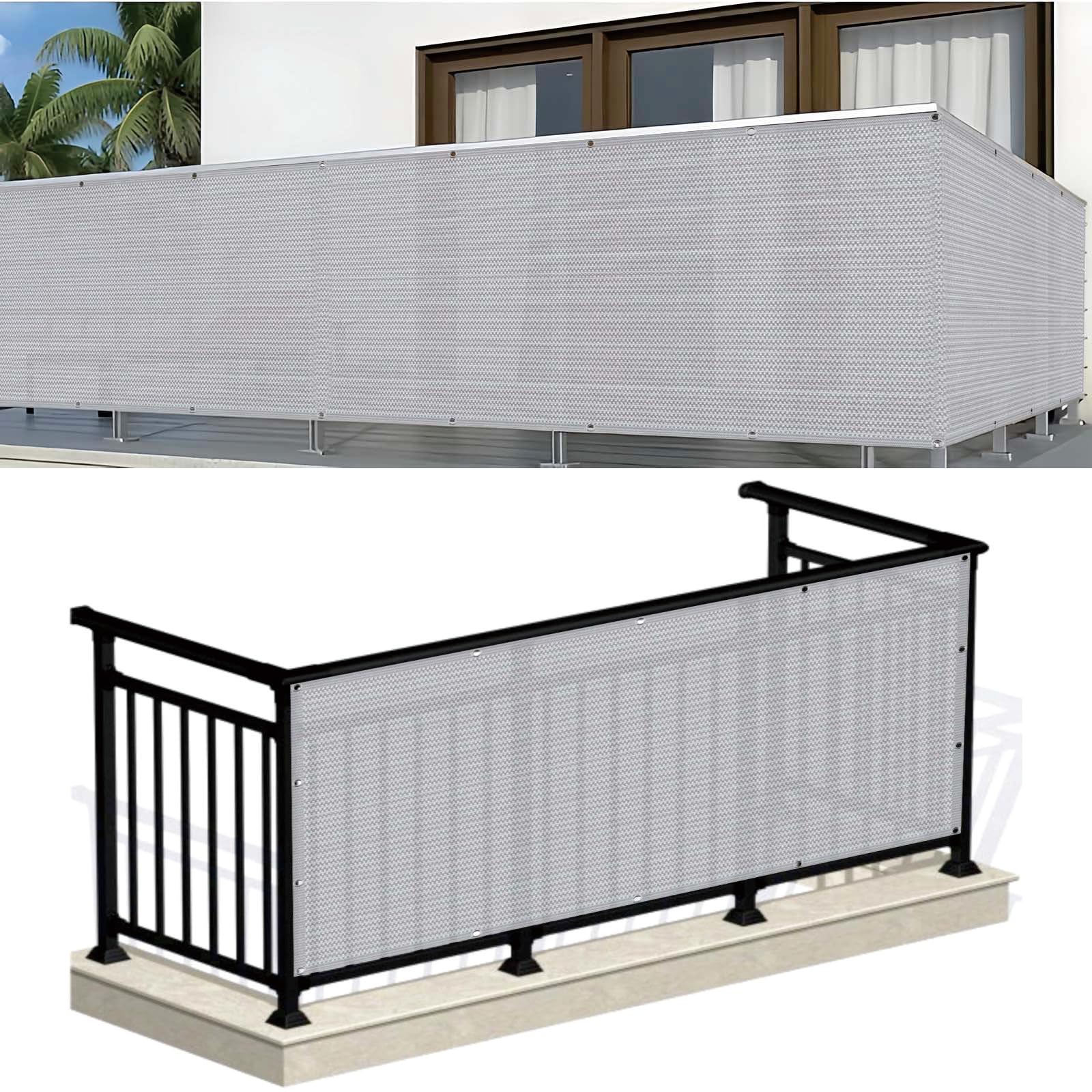 Cache balcon gris clair pour protéger le jardin du vent et des UV
