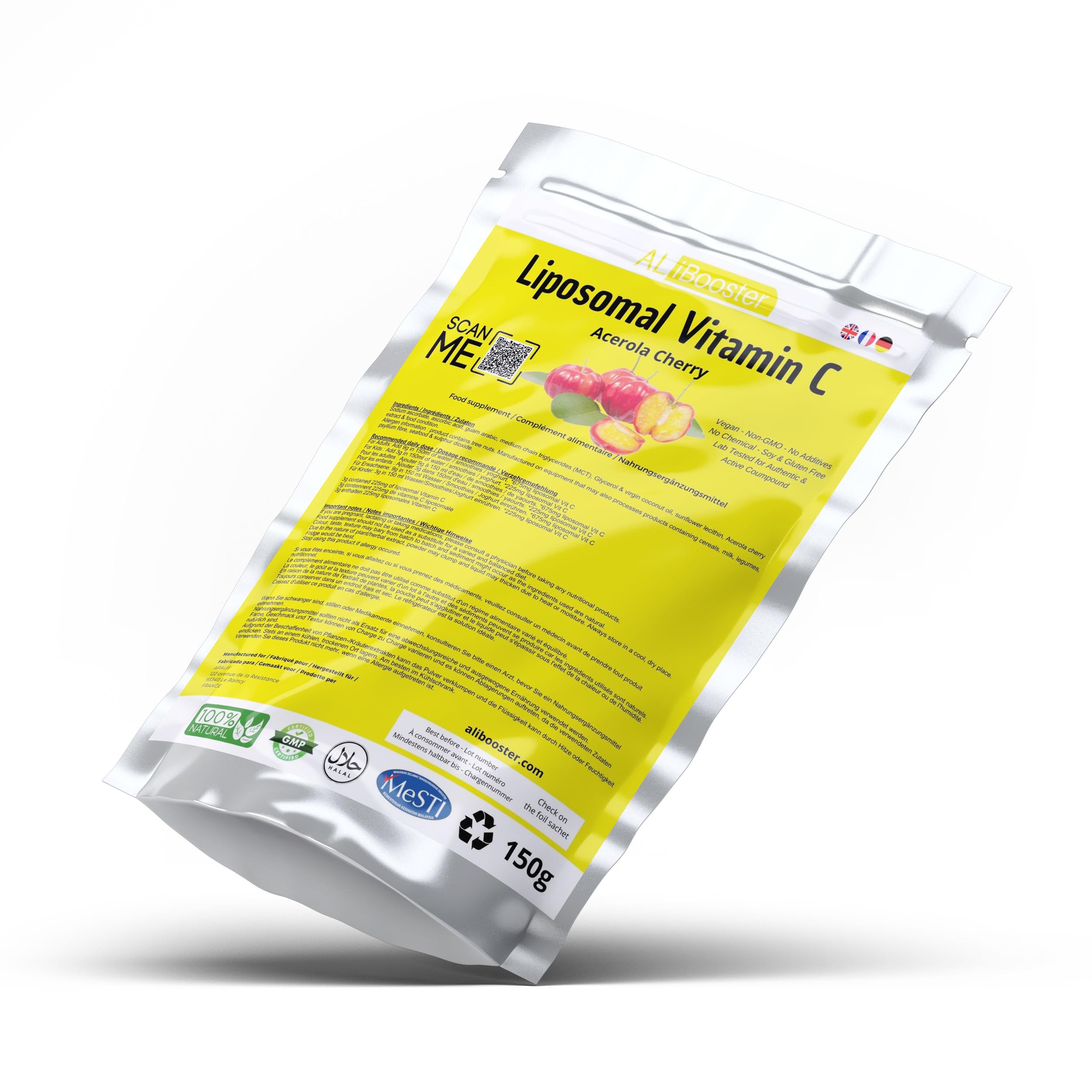 Witamina C liposomalna + proszek z ustandaryzowanego ekstraktu z wiśni aceroli - Proszek 150g 100% naturalny bez dodatków - Do zup, napojów, wypieków