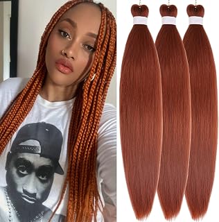Ginger Braiding Hair Pre stretched Braiding Hair Extensions for Braids | Braiding Hair for Braids and Twists Non Toxic Itch Free Hypoallergenic Pre stretched Pre layered Flame Retardant Fiber