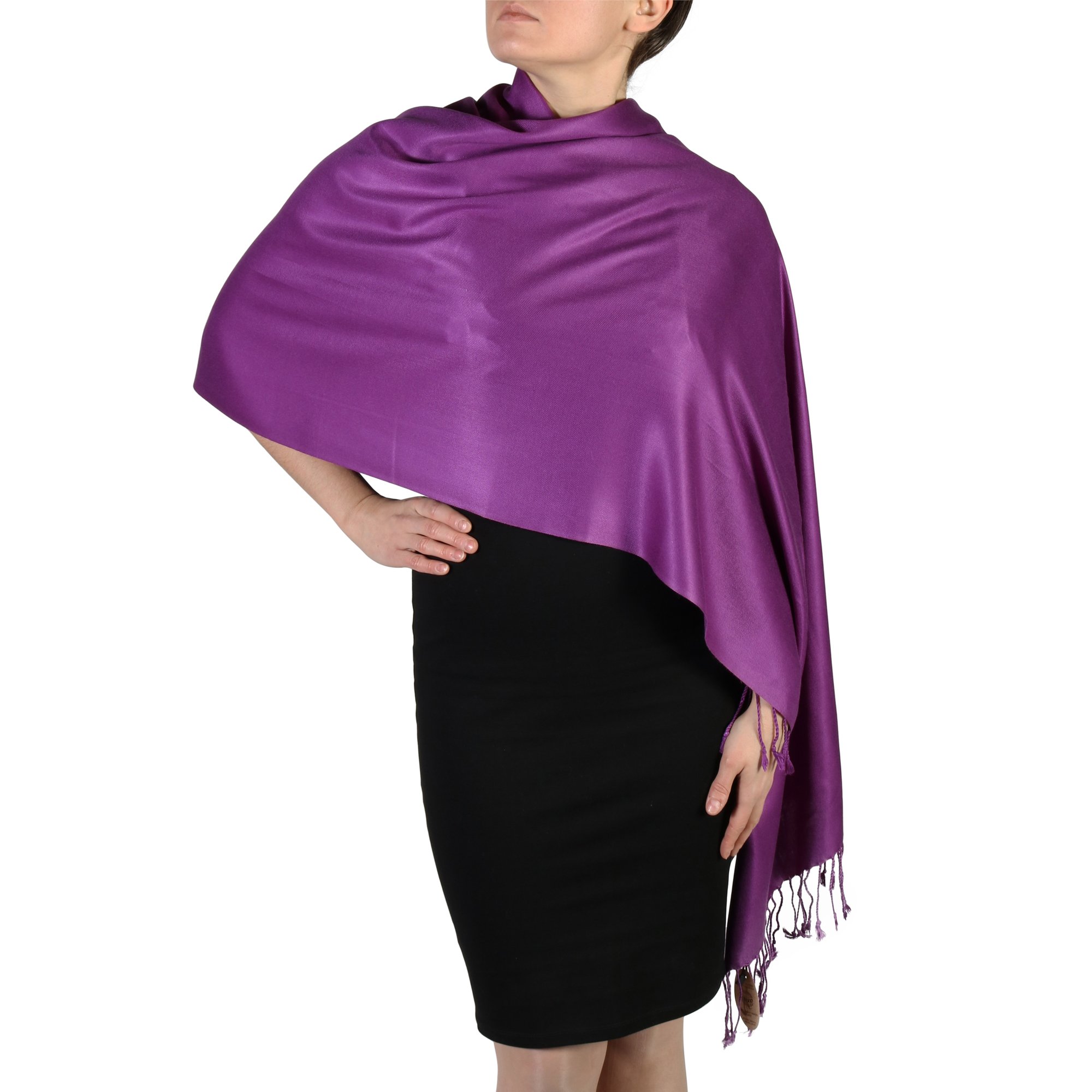 York Shawls Stola sciarpa pashmina da donna - Con Nappine - (20+ colori), fatta a mano