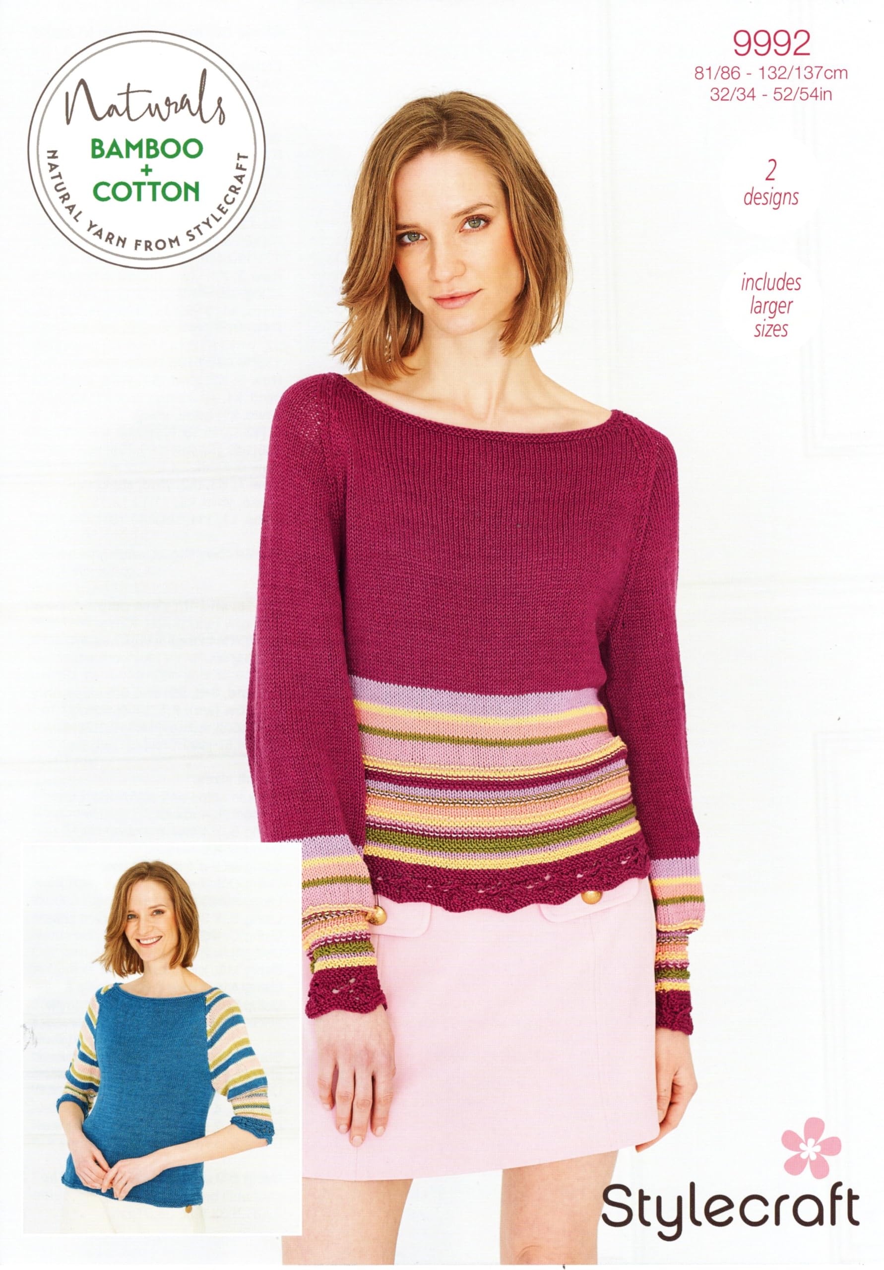 Stylecraft Naturals Bamboo+Cotton DK Pattern 9992 for Sweaters