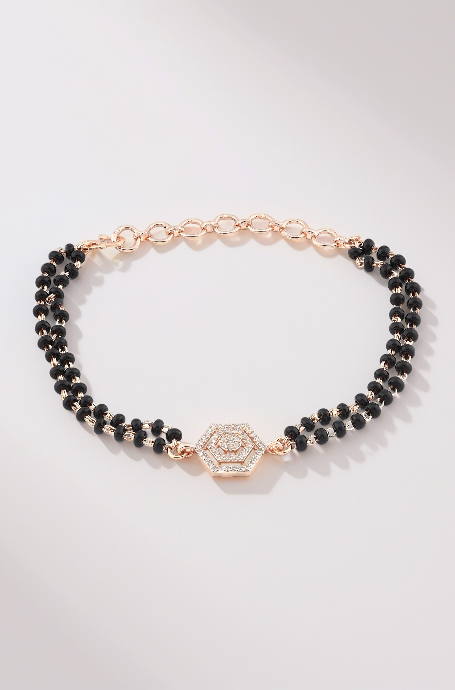 Rose Gold Contemporary Cubic Zirconia Mangalsutra Bracelet For Women-ZPFK12639