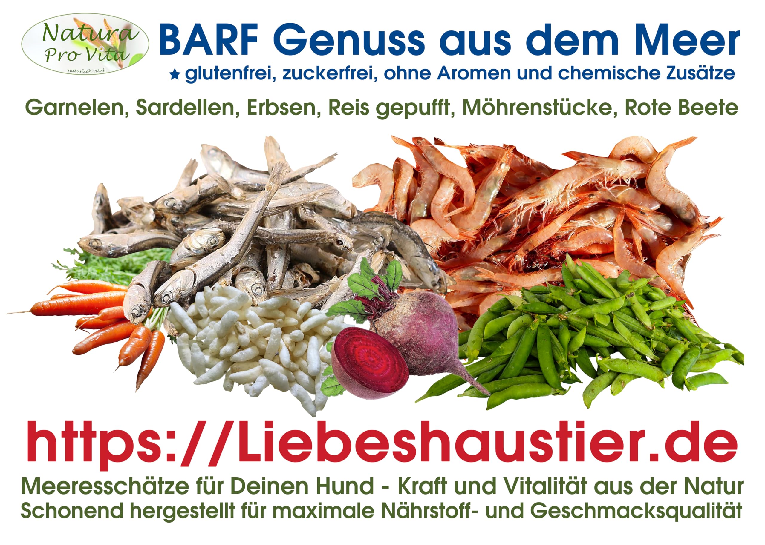 Barf Ergänzung Hund delikate schmackhafte Garnelen Fisch Gemüsemischung Barfgenuss Omega-3 proteinreich 3kg