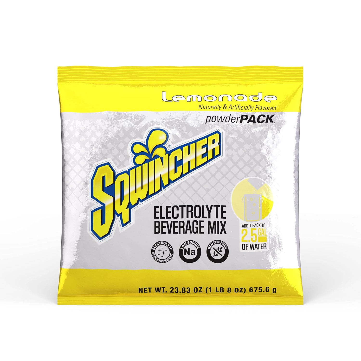 Sqwincher Powder Pack | Lemonade Flavored | Low Calorie | Low Sodium | Electrolyte Replenishment Hydration Drink Mix | Just Add to 2.5 Galons of Water | 23.83 oz Packet (Pack of 32)