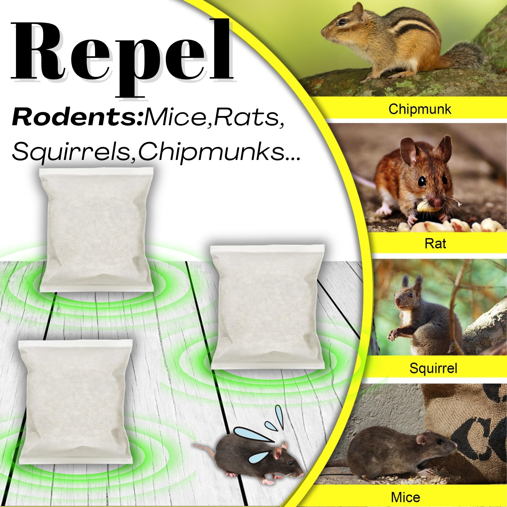Condition photo showing New/Like New for Mouse Repellent Pouches,Peppermint Oil Powered, Indoor Outdoor & Car Use, Natural Rodent Deterrent for Home, RV, Garage | Safe for Pets & Kids,Advanced Botanical Formula for RV & Vehicle Protection