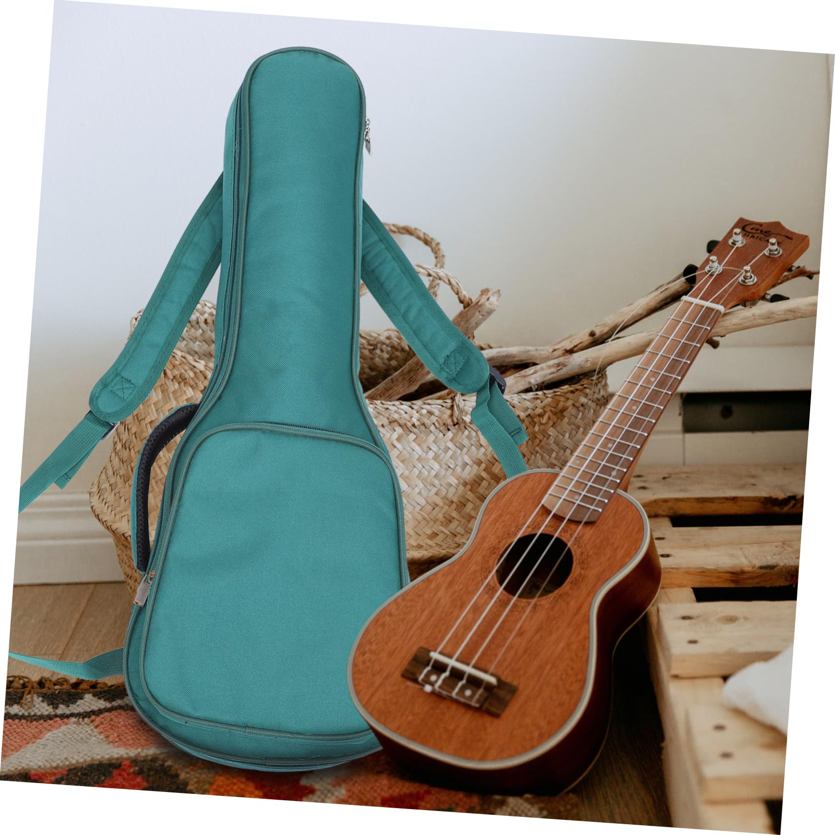 TOYANDONA Housse pour Ukulélé 26/27 Pouces Rembourrée en Coton Vert, Paquet de Transport Imperméable à 4 Cordes, Pochette Pratique pour Instruments de Musique, Protection Légère