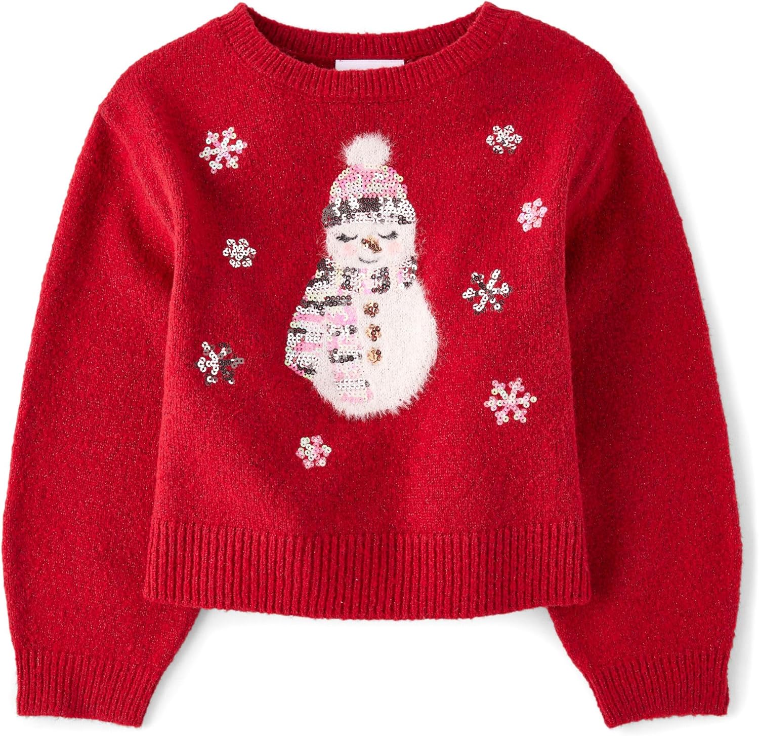 The Children's Place Girls Long Sleeve Crew Neck Pullover Sequin Sweater