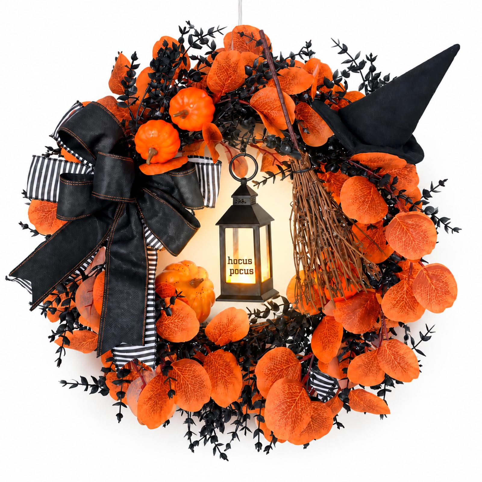 Amazon.co.jp: FineCheer ハロウィンリース フロントドア用 ライト