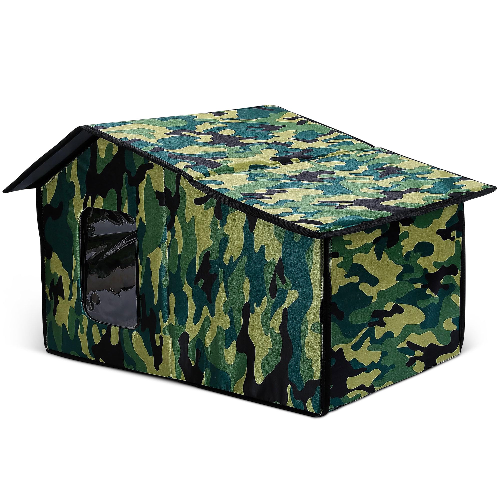 ALLSOPETS Casa para Gatos al Aire Libre, Grandes Casas para Gato Resistentes a La Intemperie para Gatos de Exterior/Interior, Casa Cálida para Clima Frío, Refugio para Perro Pequeños y Gato, Camuflaje