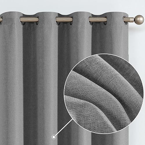 Miniatura 2 de Vangao - Cortinas blackout de lino, diseño texturizado con ojales, 2 paneles