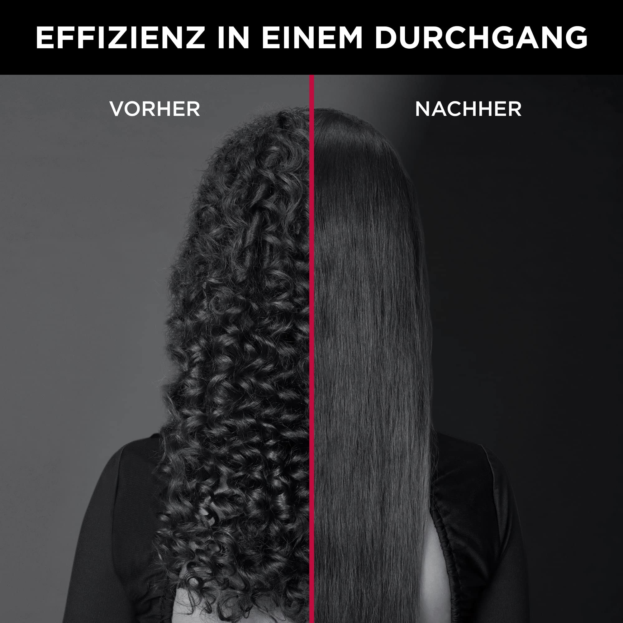 Rowenta x Karl Lagerfeld SF467L K/Pro Stylist Haarglätter, Keratin & Glow-Beschichtung, Ionen-Funktion, Federnd gelagerte Glättplatten, von 140°C bis 210°C, integrierter Kamm, Schwarz/Rot
