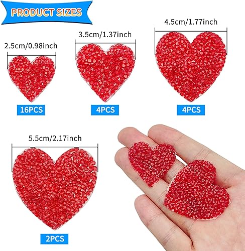 Miniatura 9 de 26 parches para planchar en forma de corazón, parches de diamantes de imitación, apliques adhesivos plateados, pegamento caliente, corazones de