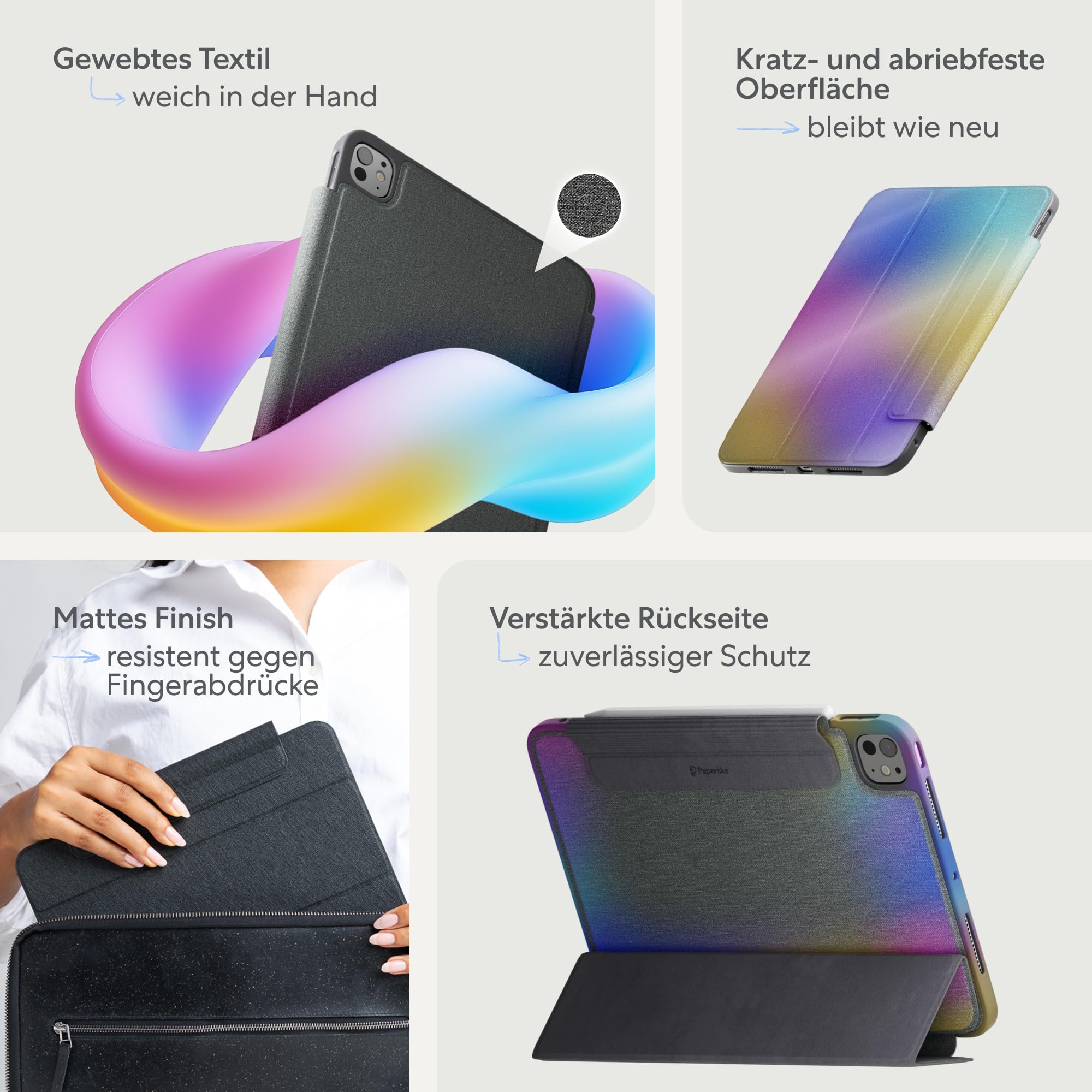 Paperlike® Bumper Case für iPad Air 13" (M4,M3,M2) & iPad Pro 12.9" | Robuste Schutzhülle im schlanken Design, echte Textiloberfläche, unterstützt Apple Pencil Laden & Auto Sleep/Wake