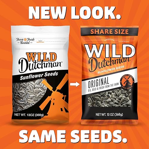 Miniatura 9 de Wild Dutchman Semillas de girasol tostadas en una bolsa resellable para una máxima frescura y un aperitivo fácil de verter, sabor original salado,