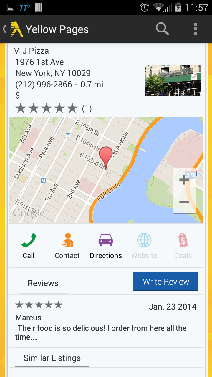 Yellow Pages App on Amazon Appstore