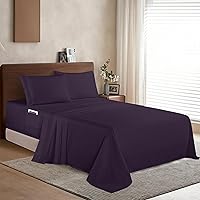 Vista 2 de Elegant Comfort - Juego de sábanas de 4 piezas de microfibra 1500, sábana bajera suave elástica de 18 a 24 pulgadas de profundidad, esquinas tipo