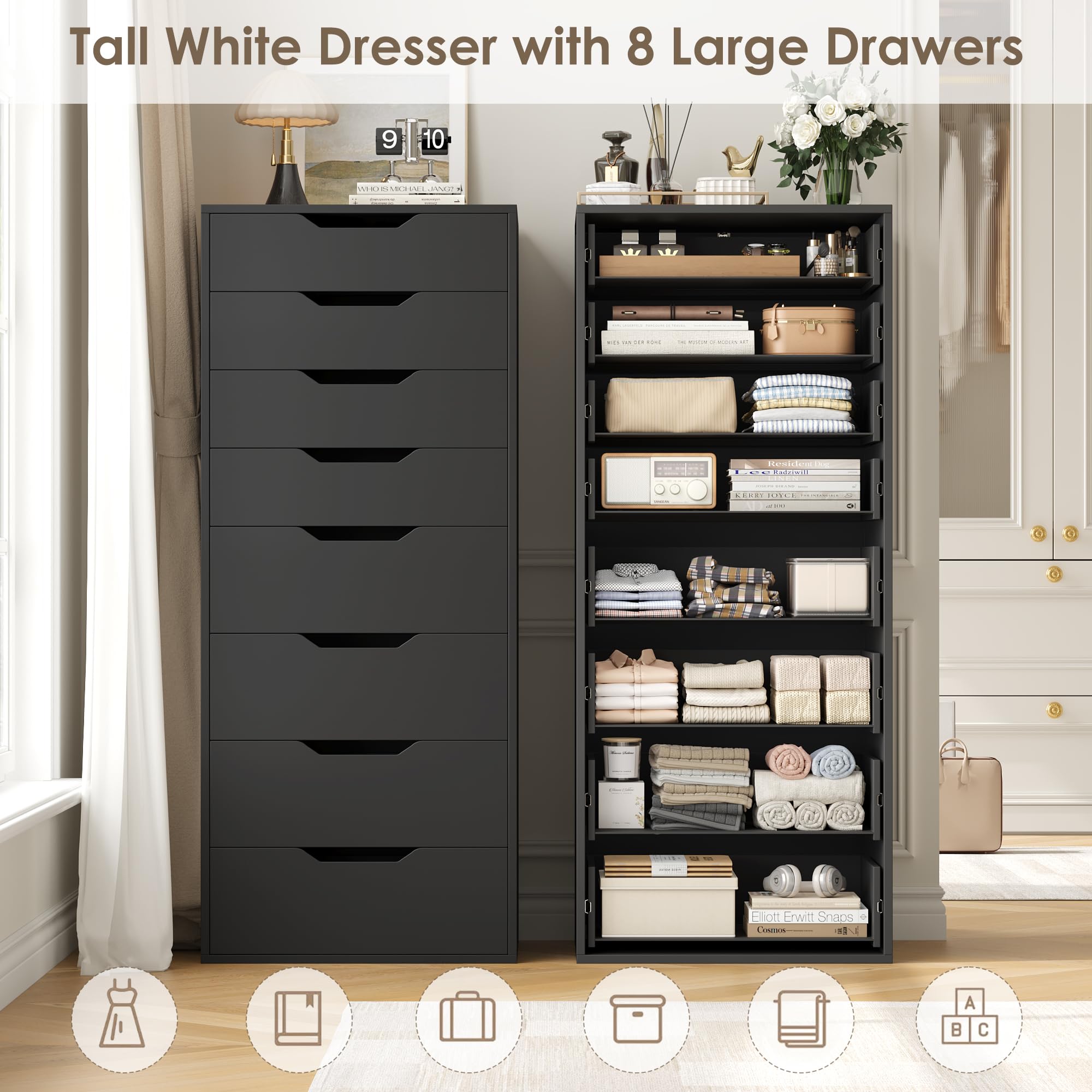 ikea black dresser 8 drawer Ikea Hemnes Solid Wood 8 Drawer Dresser in Black/Brown
