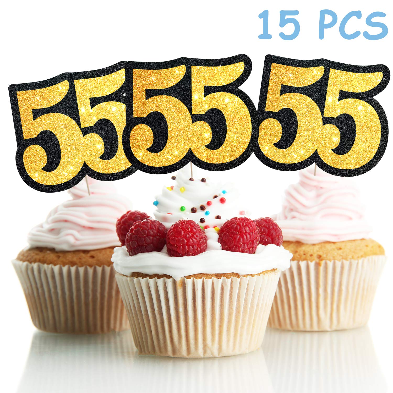 Buy LINGPAR 55 Years Old Black Gold Cake Toppers Happy 55th Birthday