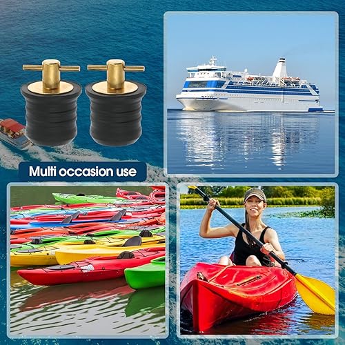 Miniatura 10 de Nayciiy Tapones de goma con mango en T, 2 unidades, con mango de latónacero inoxidable, accesorios para barcos