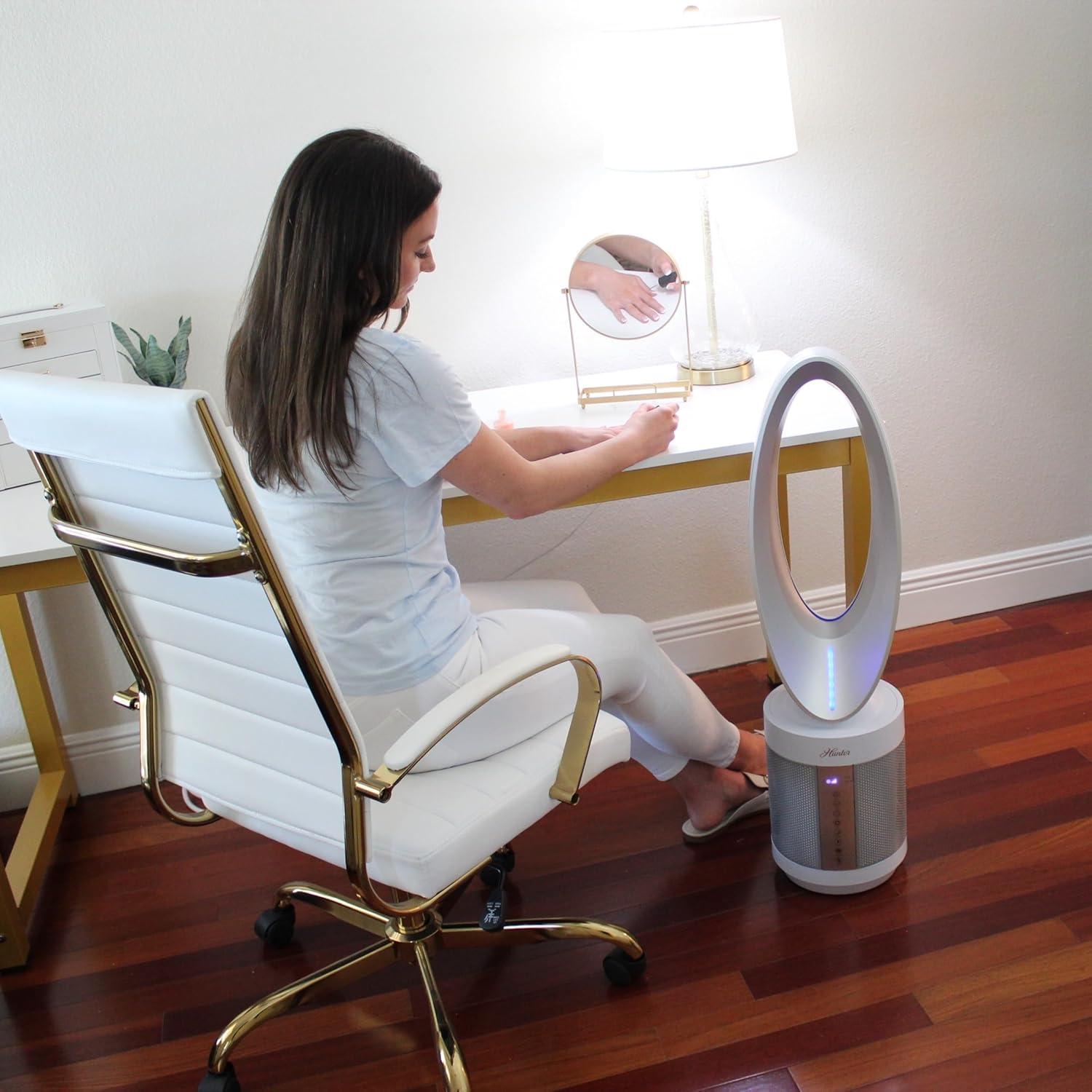 Hunter ExtremeAir Tower Bladeless Air Purifier Fan. 2-in-1 Air Purifiers for Home & Bladeless Fan Combo. Bedroom Air Purifier Cooling Fan. Oscillating, 9 Speeds, Touch Control. Graphite