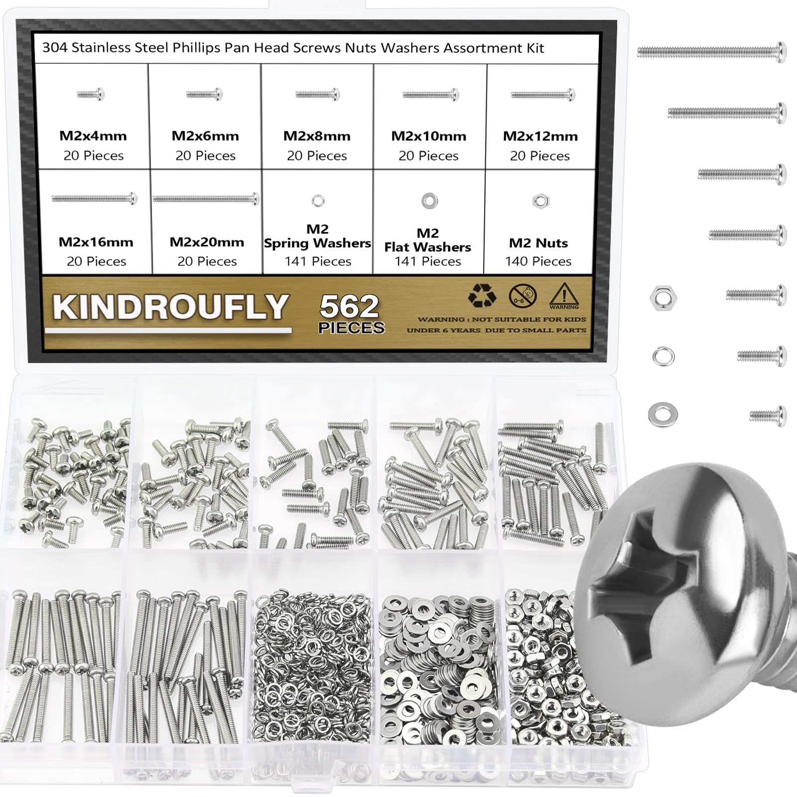 382 Piece Stainless Steel Machine Screws & Nuts Kit -9