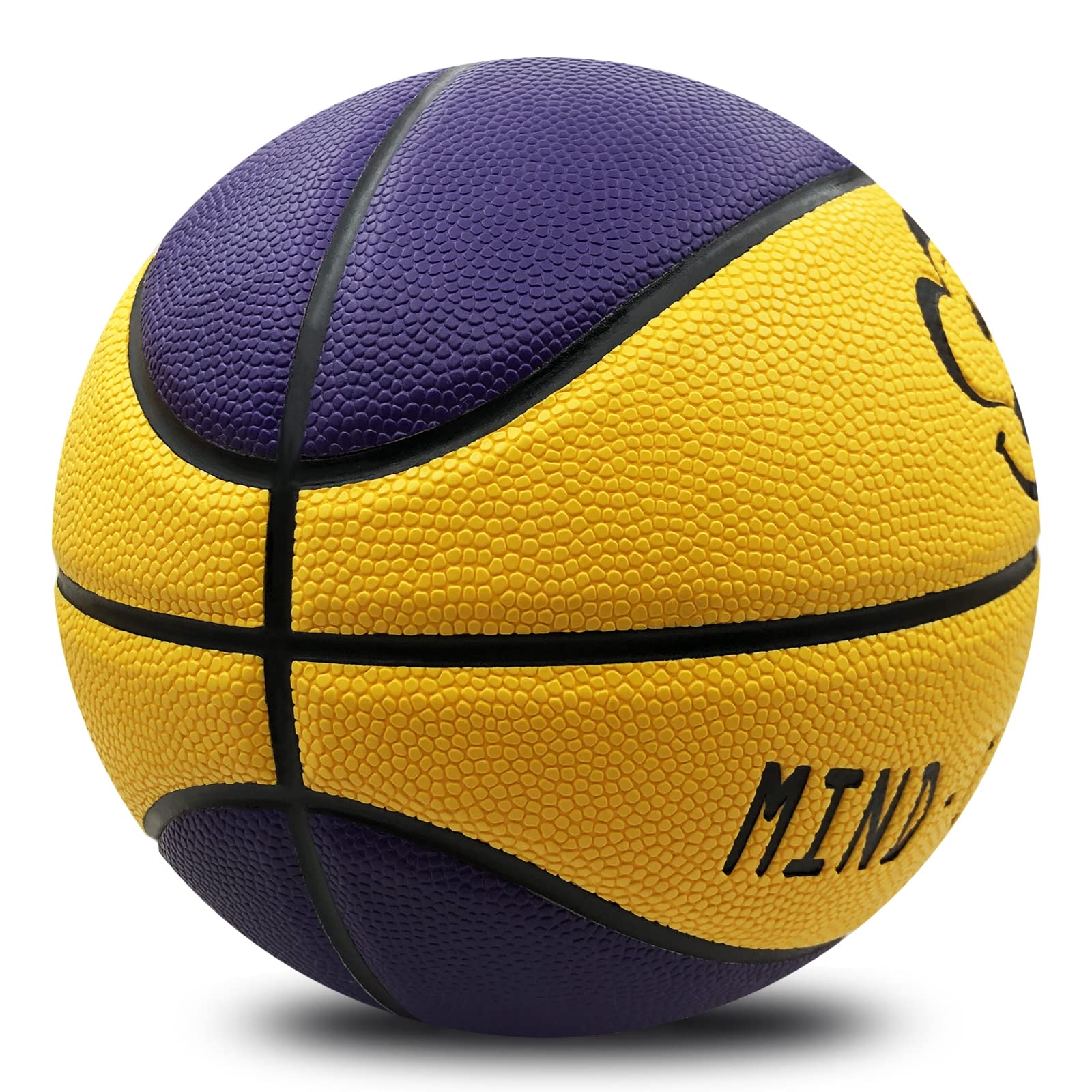MINDCOLLISION Smiling Face Basketballs, Moisture-Absorbing and Wear-Resistant Soft Pu Leather, Good Grip, Suitable for Indoor and Outdoor Training and Competition