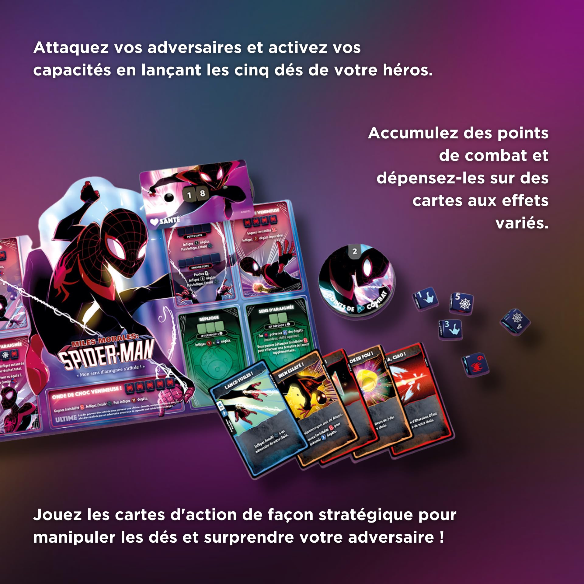 LUCKY DUCK GAMES - Marvel Dice Throne - Scarlet Witch, Thor, Loki, Spider-Man, Juego de Estrategia, Juego de Sociedad, De 8 Años, 2 a 4 Jugadores, 30 Minutos