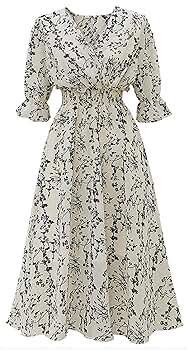 花柄 Vネック マキシドレス インポート花柄 Vネック マキシドレス