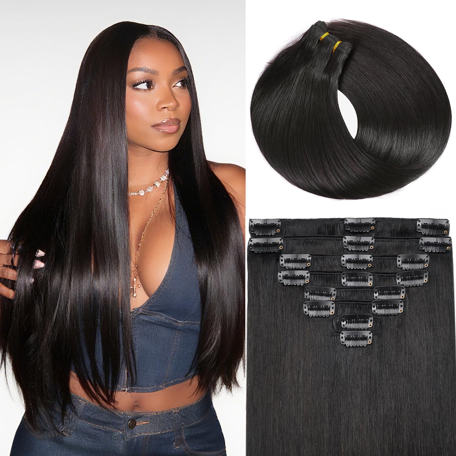 Amazon.com : ZNXDJXE Clip in Hair Extensions Real Human Hair 