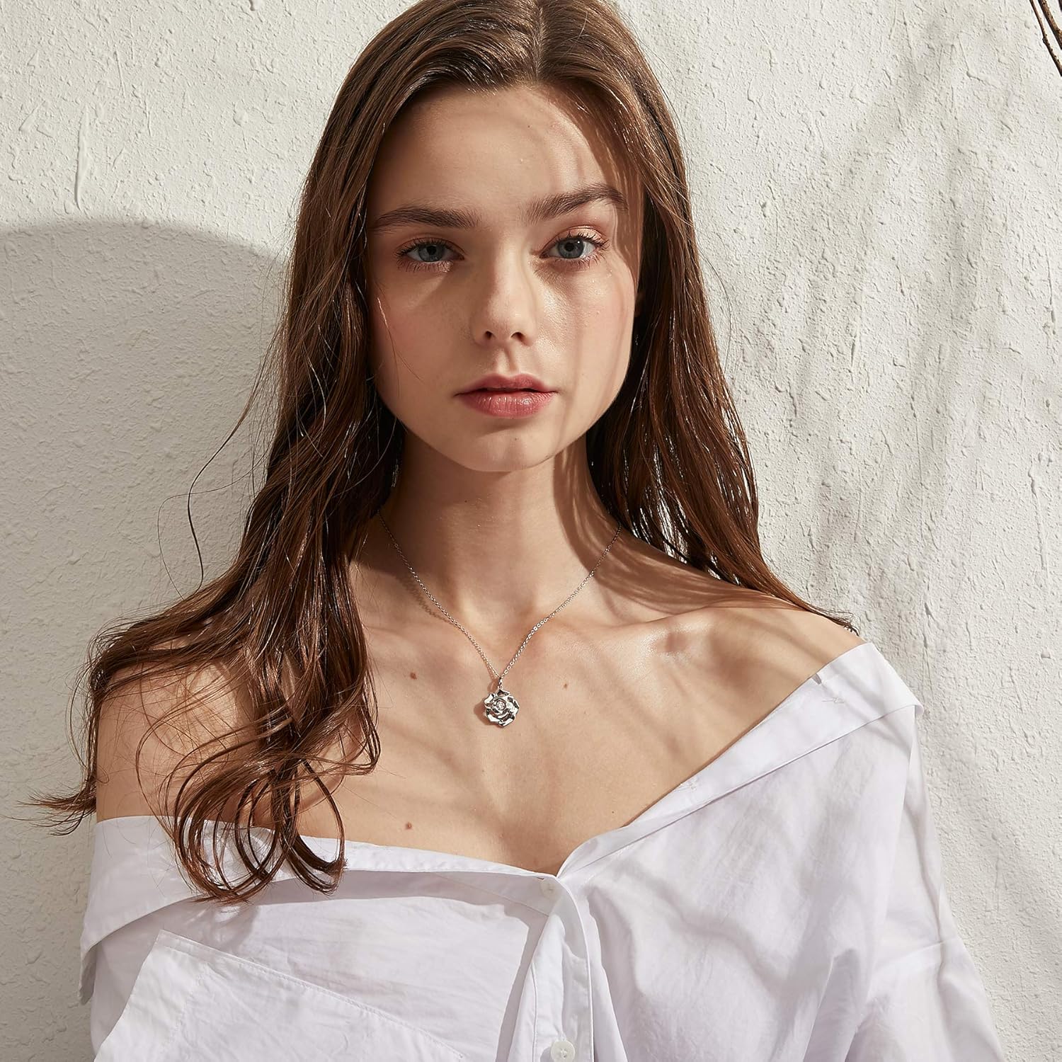 jiamiaoi Rose Necklace 925 Sterling Silver Necklace for Women, Mtohers Necklace Womens Jewelry Gift for Her - Image 2