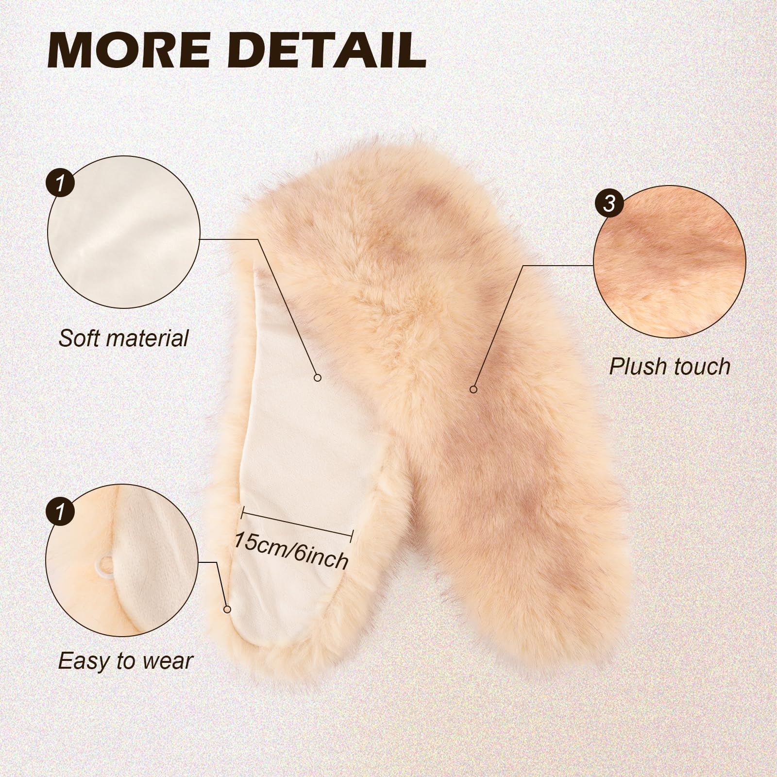 XEPST Châle en fausse fourrure pour femme, col en fausse fourrure pour femme, écharpe enveloppante d'hiver cache-cou (beige)