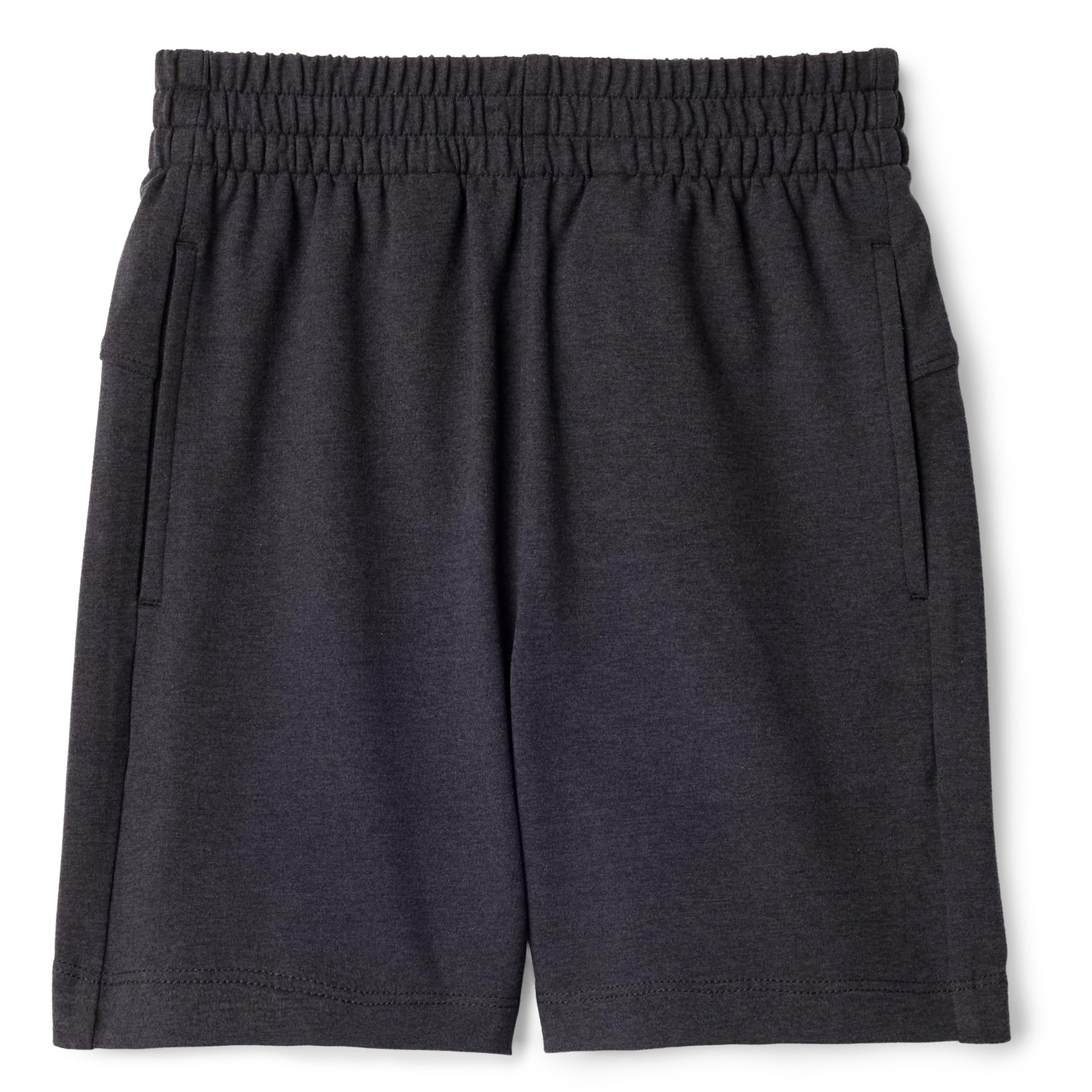 Amazon Essentials Boys' Athletic Regular-Fit Casual Shorts with Pockets, Soft Performance, Space Dye Black, 11-12 Years