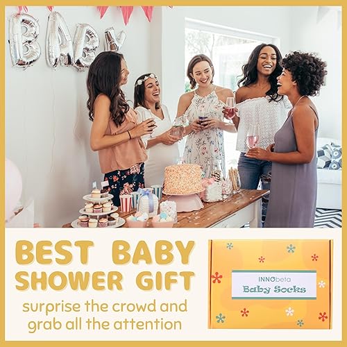 Miniatura 7 de InnoBeta Juego de calcetines para bebé con citas divertidas (4 pares) calcetines para recién nacidosbebés para baby shower, revelación de género de