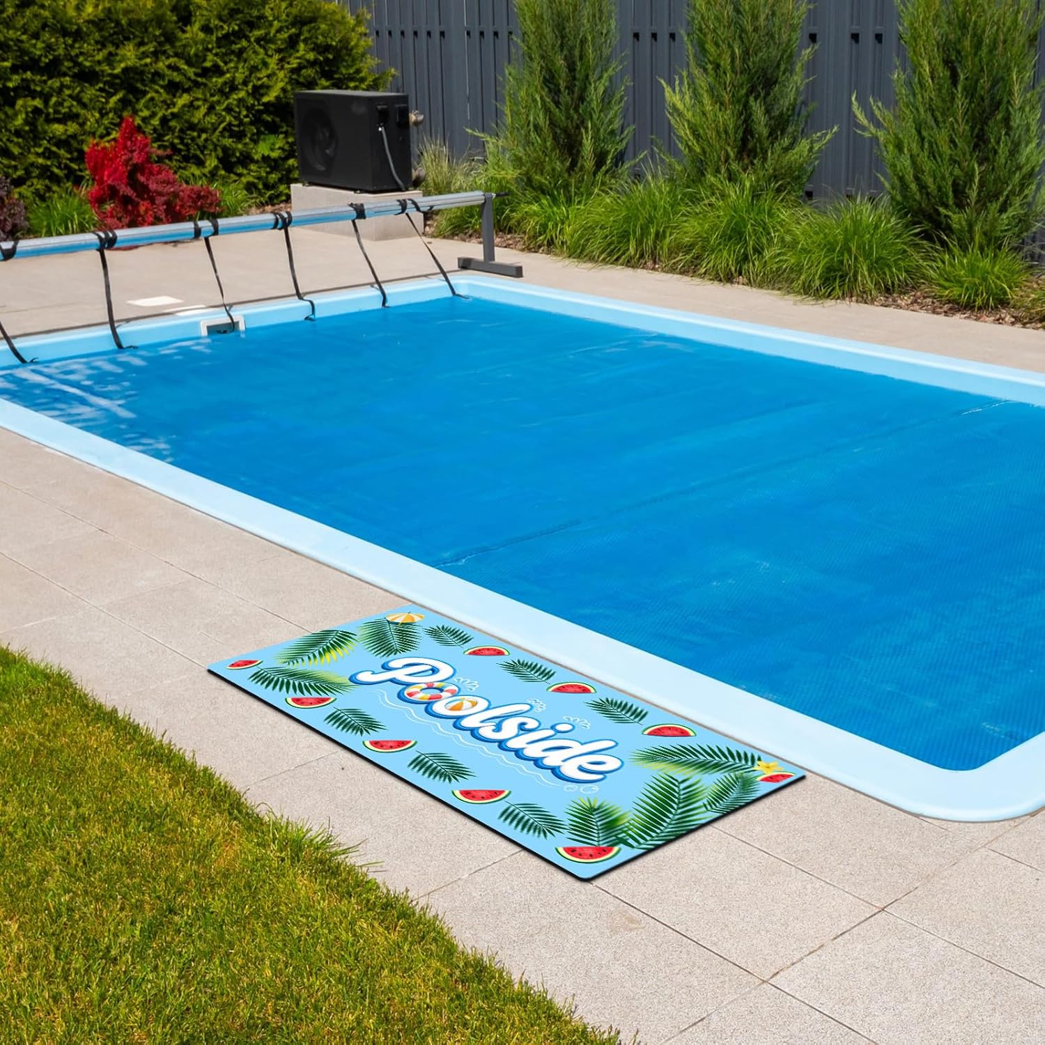 2 Pcs Poolside Non Slip Mat Walk Pool Mats for Edge of Outdoor Rubber Mats with Drainage Dock Safety Pool Mat for Summer Outdoor Indoor Beach Swimming Pools 16 x 35 Inch