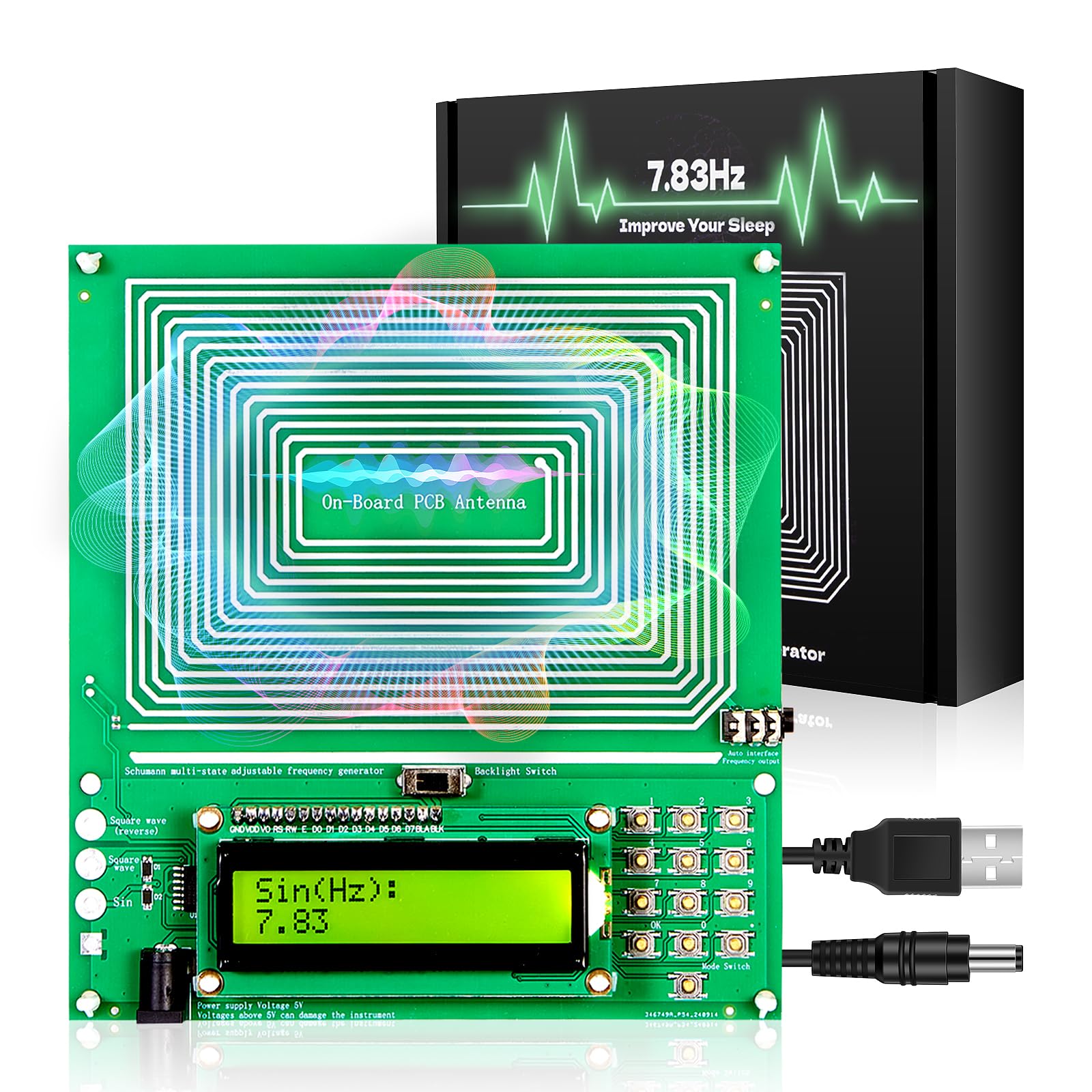 783hz nature sleep aid amp healing frequency device  adjustable schumann resonance generator 001hz-200khz for stress relief relaxation meditation yoga  usb powered