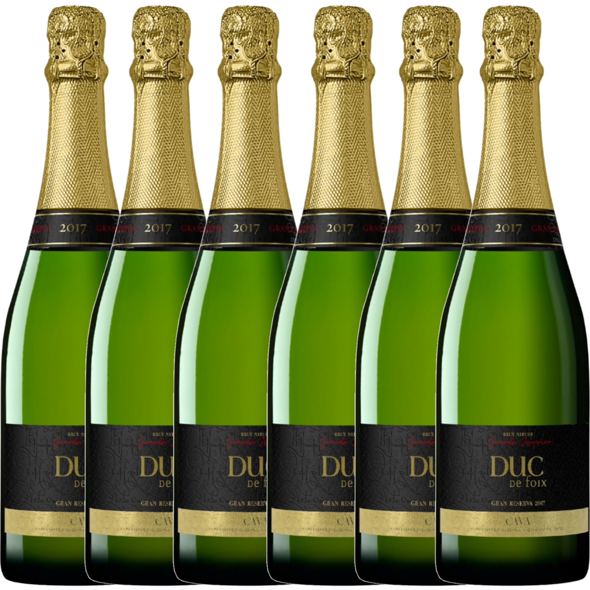 Cava Brut Nature Duc De Foix Brut Gran Reserva 2017 Pack 6 Uds. – Elaborado con Xarel·lo, Macabeo y Parellada – Estructurado, Sedoso y de Larga Persistencia – 12% Vol Botella 75 cl – Covides
