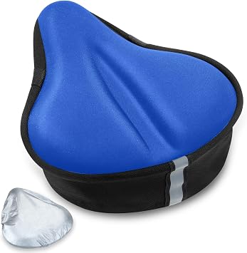 CUNCUI Bike Seat Cushion, Gel Bike Seat Cover, Bicycle Seat Cushion Covers for Women Men Comfort Compatible, Suitable for Outdoor and Indoor 11x10 inch-Blue